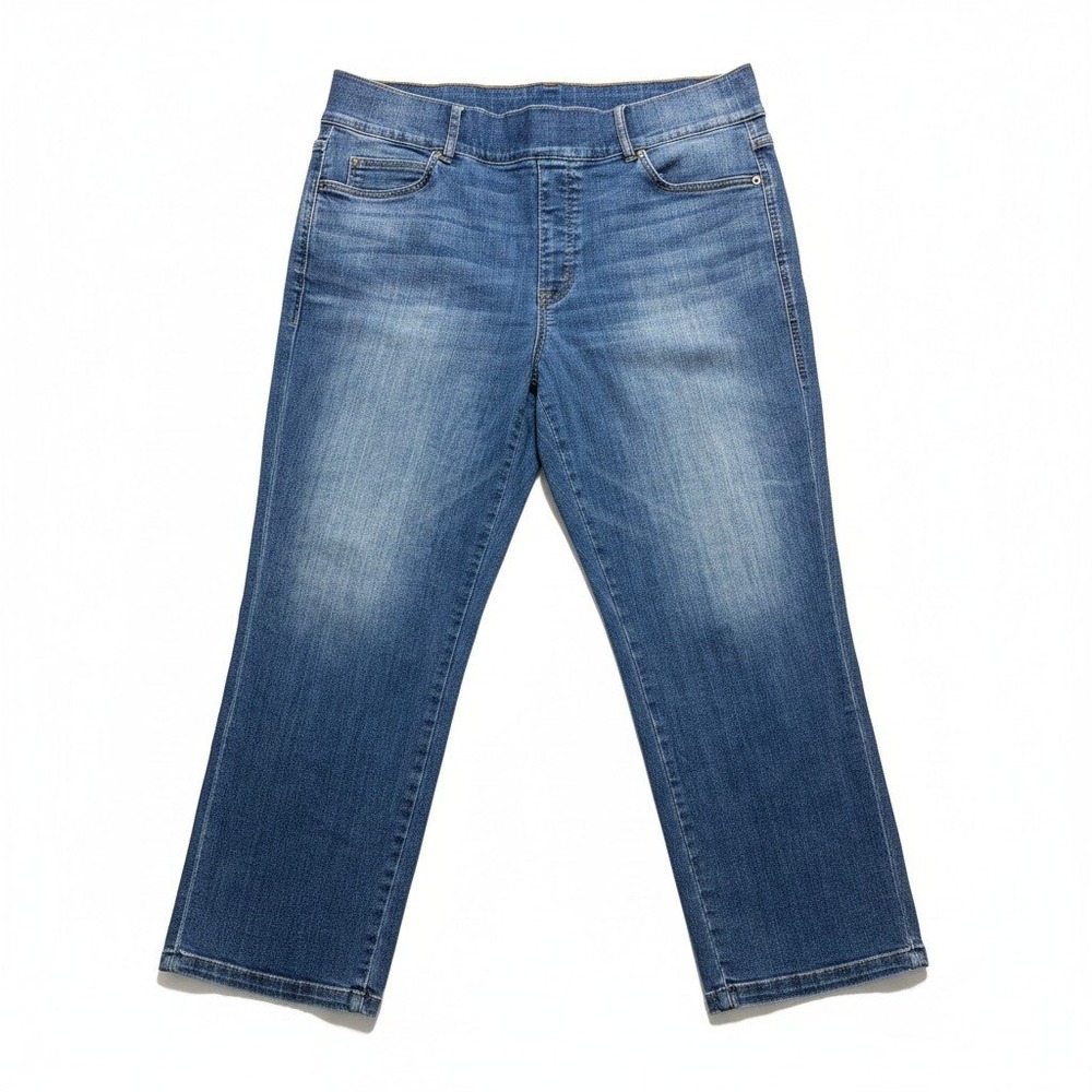 Spanx Womens 2XT Blue Straight Leg Pull On Denim Jeans Casual Classic Plus Size